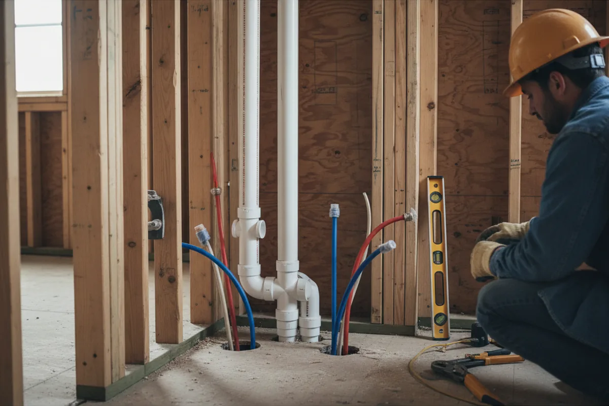 Drain and supply rough-in during Leak Detection in Argillite